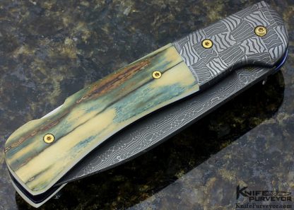 R.B. Johnson Custom Knife Devin Thomas Damascus Lever Release Automatic Lockback - Image 4