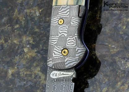 R.B. Johnson Custom Knife Devin Thomas Damascus Lever Release Automatic Lockback - Image 2