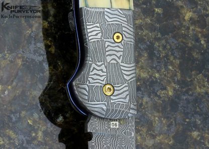 R.B. Johnson Custom Knife Devin Thomas Damascus Lever Release Automatic Lockback - Image 3