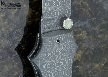 Charlie Dake Custom Knife Fossilized Walrus and Mike Norris Stainless Damascus Midlock D/A Auto - Image 3