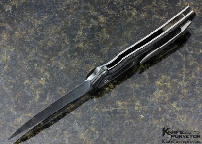 Daniel Galloway Custom Knife Lightning Strike Carbon Fiber & Titanium Window "Stingray" Flipper - Image 5