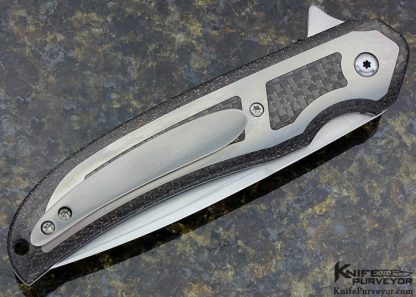 Daniel Galloway Custom Knife Lightning Strike Carbon Fiber & Titanium Window "Stingray" Flipper - Image 3