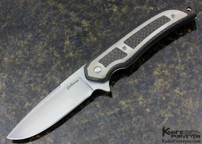 Daniel Galloway Custom Knife Lightning Strike Carbon Fiber & Titanium Window "Stingray" Flipper