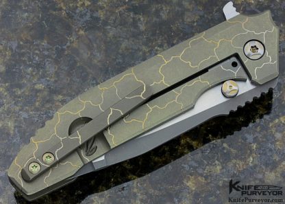 Peter Rassenti Custom Knife "Golden Brown" Snafu Titanium Frame Lock Flipper - Image 3