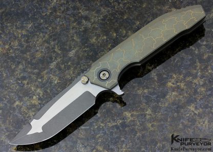 Peter Rassenti Custom Knife "Golden Brown" Snafu Titanium Frame Lock Flipper