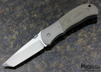 John W. Smith Custom Knife Canvas Micarta and Bead Blasted Titanium Linerlock