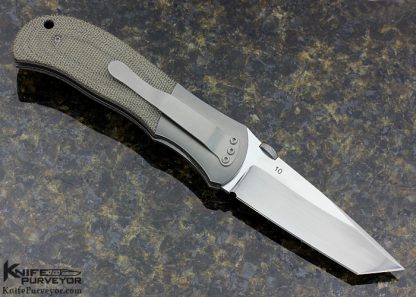 John W. Smith Custom Knife Canvas Micarta and Bead Blasted Titanium Linerlock - Image 3