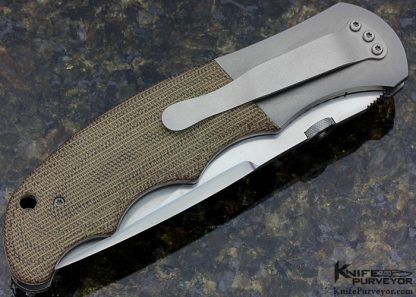 John W. Smith Custom Knife Canvas Micarta and Bead Blasted Titanium Linerlock - Image 3