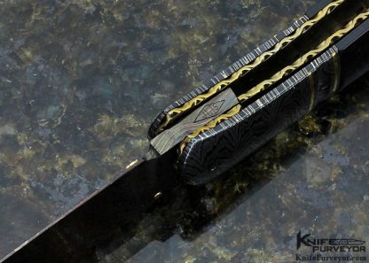 John W. Smith Custom Knife Sole Authorship Damascus & Black Lip Tahitian Pearl Shell Linerlock - Image 6