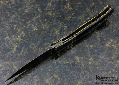 John W. Smith Custom Knife Sole Authorship Damascus & Black Lip Tahitian Pearl Shell Linerlock - Image 5