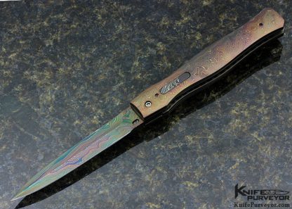 Reese Weiland Custom Knife Damascus Auto Dagger Linerlock