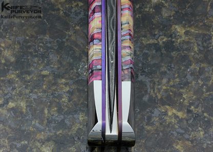 Paul Panak Custom Knife Pink  Damascus Lockback Dagger Automatic with Swing Guard - Image 7