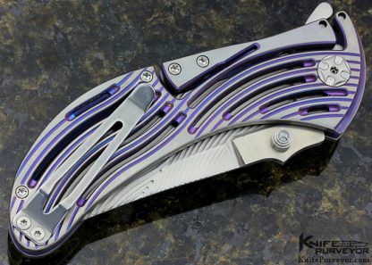 Brian Tighe Custom Knife Anodized Titanium and Fluted Steel Nirk Lock Flipper - Image 3