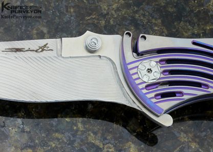 Brian Tighe Custom Knife Anodized Titanium and Fluted Steel Nirk Lock Flipper - Image 2