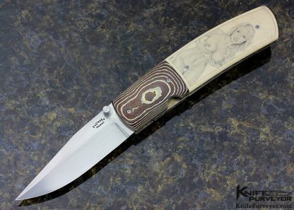 Stan Fujisaka Custom Knife Scrimshawed By Ron Luebke Jr Mokume Linerlock