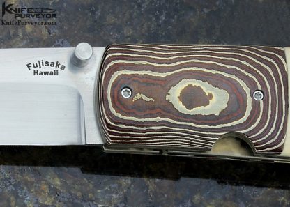 Stan Fujisaka Custom Knife Scrimshawed By Ron Luebke Jr Mokume Linerlock - Image 2