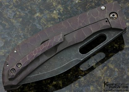 Patrick Doyle Custom Knife Full Textured, Anodized, Copper Wash Titanium "Doyle Folder" - Image 3