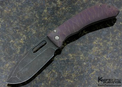 Patrick Doyle Custom Knife Full Textured, Anodized, Copper Wash Titanium "Doyle Folder"