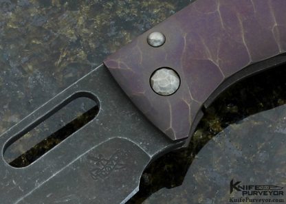 Patrick Doyle Custom Knife Full Textured, Anodized, Copper Wash Titanium "Doyle Folder" - Image 2