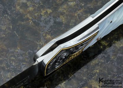 Joe Kious Custom Knife Fluted Mother of Pearl Lockback Engraved By Julie Warenski - Image 8