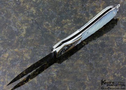 Joe Kious Custom Knife Fluted Mother of Pearl Lockback Engraved By Julie Warenski - Image 7