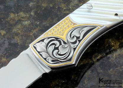 Joe Kious Custom Knife Fluted Mother of Pearl Lockback Engraved By Julie Warenski - Image 2