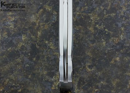 William Tuch Custom Knife Mother of Pearl Shell Interframe Fluted & Stippled Steel Lockback Folder - Image 7