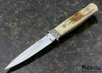 John Young Custom Knife 3 Sided Dagger Engraved by Joe Mason