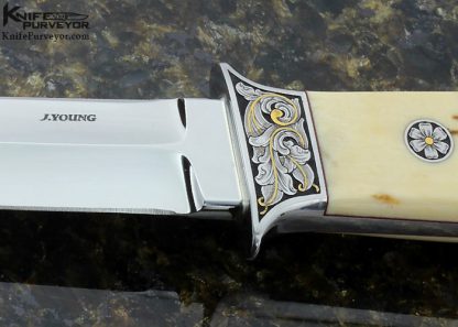 John Young Custom Knife 3 Sided Dagger Engraved by Joe Mason - Image 2