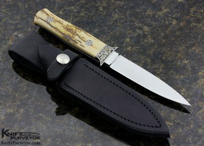 John Young Custom Knife 3 Sided Dagger Engraved by Joe Mason - Image 3