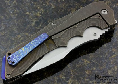 Jim Burke Custom Knife Titanium "Super Villian" Mokuti Back Spacer, Clip & Thumbstud Frame Lock - Image 3