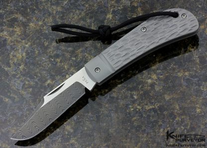 Enrique Pena Custom Knife Jigged Titanium & Chad Nichols Damascus Lanny's Clip Slip Joint