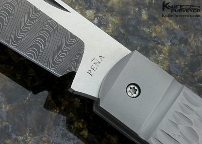 Enrique Pena Custom Knife Jigged Titanium & Chad Nichols Damascus Lanny's Clip Slip Joint - Image 2