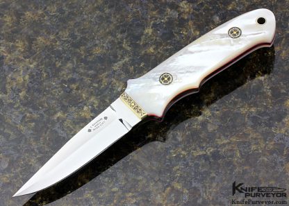 Takayuki Watanabe Custom Knife Engraved by Tim Halloran Mother of Pearl NY Special