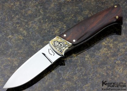 Buster Warenski Custom Knife Desert Ironwood Hunter Engraved by Julie Warenski