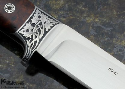 Edmund Davidson Custom Knife Jere Davidson Engraved Desert Ironwood Integral Hunter - Image 4