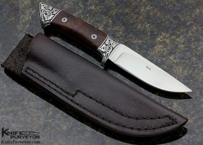 Edmund Davidson Custom Knife Jere Davidson Engraved Desert Ironwood Integral Hunter - Image 3