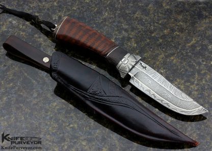 Roger Bergh Custom Knife Snakewood & Layered Damascus Hunter - Image 3