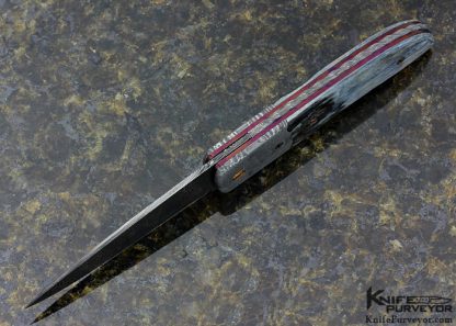 Rick Eaton Custom Knife "Puzzle Piece" Mammoth & Mosaic Damascus Linerlock - Image 4