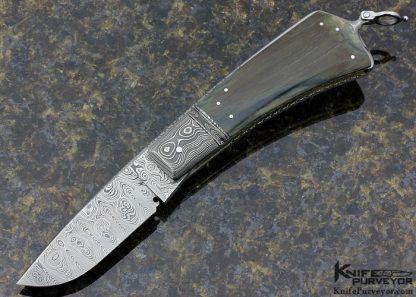 Jim Schmidt Custom Knife Sole Authorship Damascus and Mastodon Lockback Signed Schmidt 2/24/92 #150 "Old Tooth"