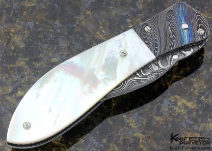 Steven Hill Custom Knife Damascus & Mother of Pearl Linerlock - Image 3