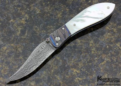 Steven Hill Custom Knife Damascus & Mother of Pearl Linerlock 12021