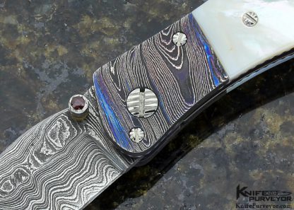 Steven Hill Custom Knife Damascus & Mother of Pearl Linerlock 12021