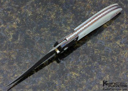 Steven Hill Custom Knife Damascus & Mother of Pearl Linerlock - Image 4