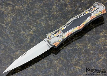 Joe Kious Custom Knife Edwards Black Jade Interframe Lockback Dagger Engraved by Jon Robyn