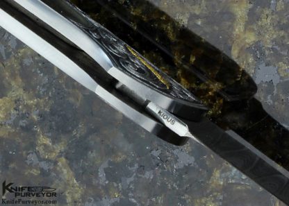 Joe Kious Custom Knife Damascus & Quartz Interframe Midlock Engraved by Giacomo Badillini - Image 8