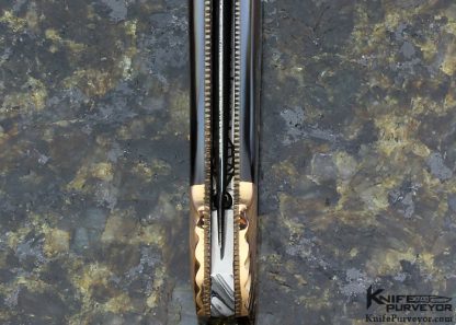 Ken Steigerwalt Custom Knife 18Kt Rose Gold, Black Lip Tahitian Pearl Shell & Jerry Rados "Turkish Twist" Damascus Automatic - Image 6