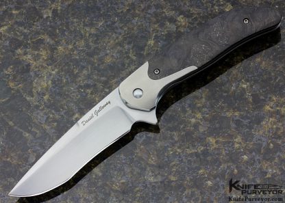 Daniel Galloway Custom Knife Blue Sparkled Marbled Carbon Fiber "Mongoose" Bolster Lock Flipper