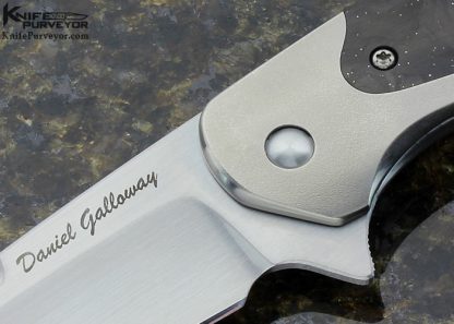 Daniel Galloway Custom Knife Blue Sparkled Marbled Carbon Fiber "Mongoose" Bolster Lock Flipper - Image 2