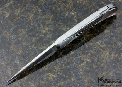 Wolfgang Loerchner Custom Knife Carved & Fluted Damascus with Pearl Lockback - Image 4